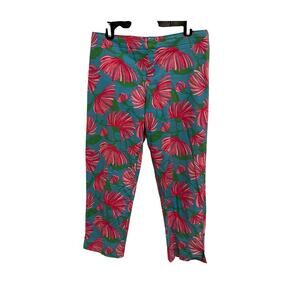 Lilly Pulitzer Originals Resort Fit Floral Pants Size 12 Pink Blue Capri Crop